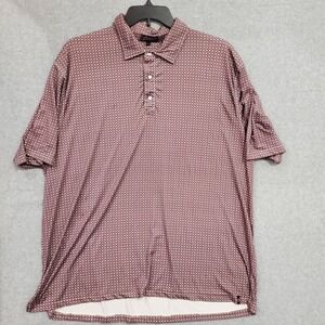 Rafter‎ C Polo Shirt Mens XXL Red Pearl Snap Short Sleeve Geometric XXL